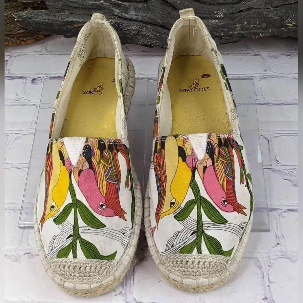 The Sak Sakroots White Peace Rhapsody Slip-On Espadrilles
